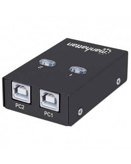 Manhattan USB-A Automatic Sharing Switch, 2x USB-B Ports, 480 Mbps (USB 2.0), Dual Control (Auto-Sensing or Manual), Bus Powered
