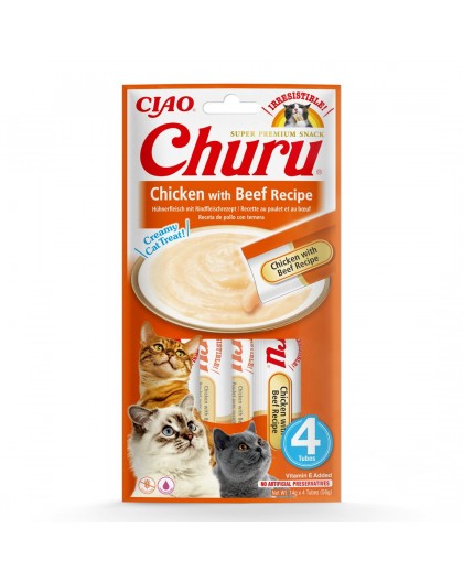 INABA Churu Chicken with Beef Recipe - cat treats - 4x14 g