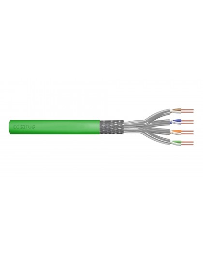 Installation cable DIGITUS cat.8.2, S/FTP, Dca, AWG 22/1, LSOH, 50m, green, reel