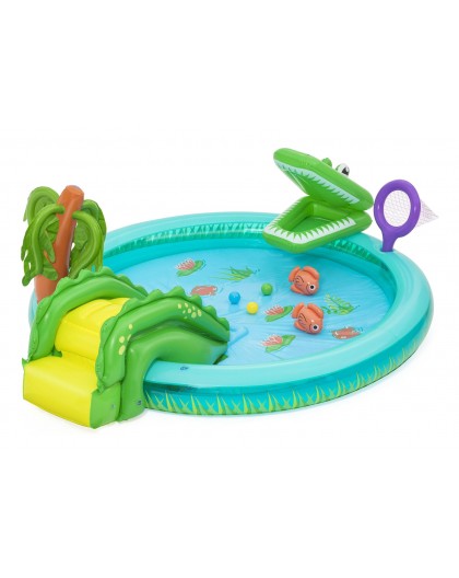 Bestway Crocodile Cove Kids Inflatable Water Play Center and Pool 2.24 m x 1.81 m x 72 cm