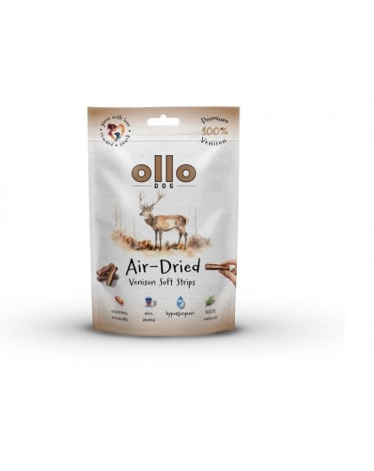 OLLO Air-Dried Venison strips - dog treat - 80g