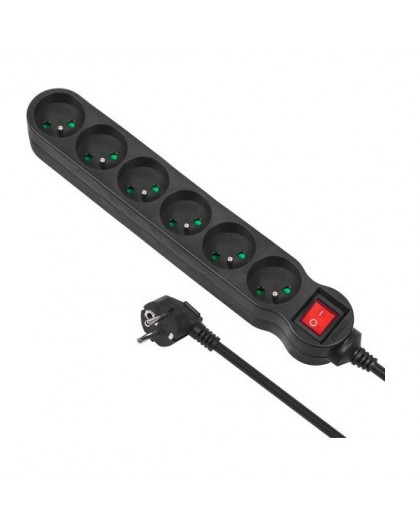 Maclean MCE225 power extension 1.5 m 6 AC outlet(s) Indoor Black