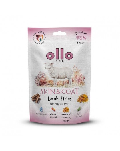 OLLO Air-Dried Skin & Coat Lamb strips - dog treat - 80g