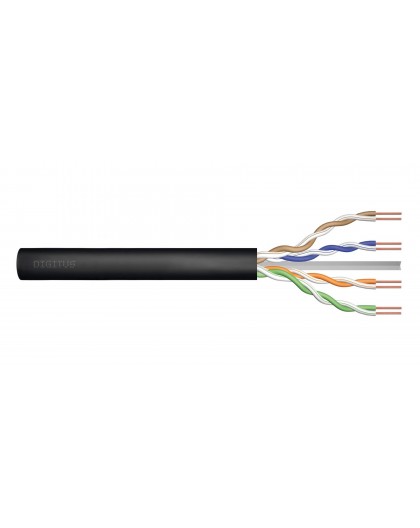 External Gelled Installation Cable DIGITUS cat.6, U/UTP, AWG 23/1, PE, 305m, Black, Reel