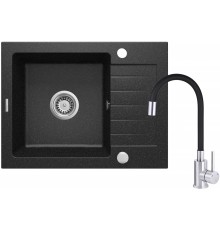 Granite sink with 1-bowl faucet with drainer