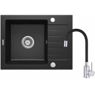 Granite sink with 1-bowl faucet with drainer