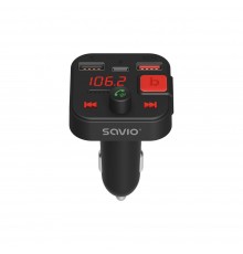 SAVIO FM transmitter, Bluetooth 5.3, QC 3.0 charger, LED display, Bass Boost, TR-15, black