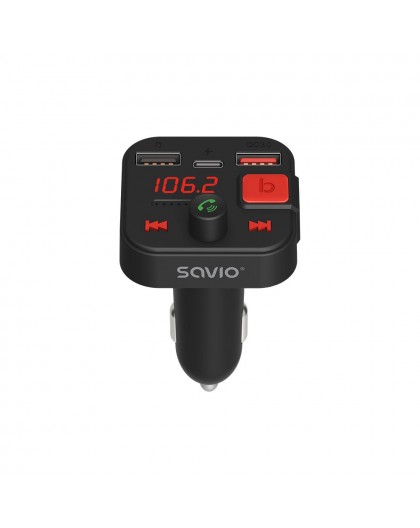 SAVIO FM transmitter, Bluetooth 5.3, QC 3.0 charger, LED display, Bass Boost, TR-15, black