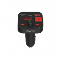 SAVIO FM transmitter, Bluetooth 5.3, QC 3.0 charger, LED display, Bass Boost, TR-15, black