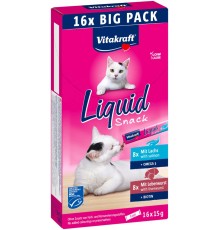 VITAKRAFT Liquid Snack Liver with Salmon - a treat for cats - 16x15g