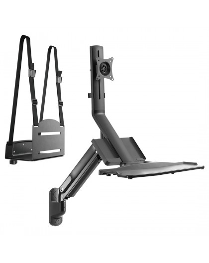 Maclean Monitor & Keyboard Wall Mount, Gas Spring & CPU Computer Mount, 17"-32", 9 kg, MC-838