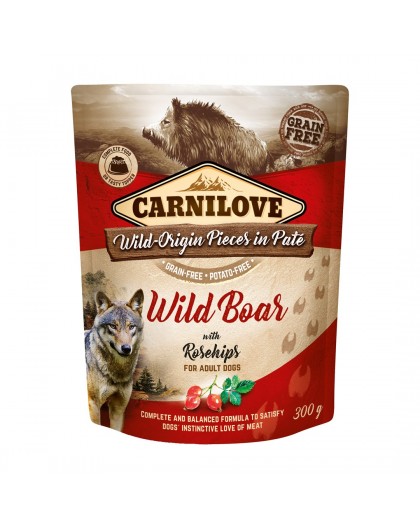 CARNILOVE Dog Pouch Wild boar & rosehips - wet dog food - 300g