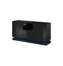 Chest of drawers QIU 2D1K 150x41.5x75 black gloss/black gloss