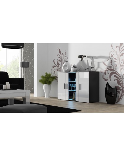 Cama sideboard 120 cm SOHO S7 black/white gloss