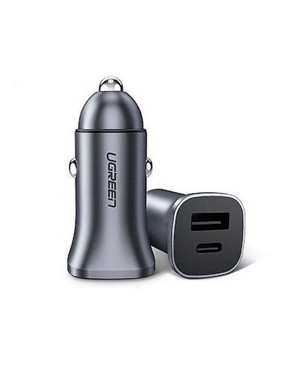 Ugreen USB Type-C / USB 24W Power Delivery Quick Charge car charger, grey (30780)