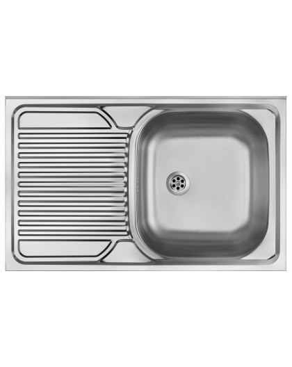 1-bowl steel sink with drainer on the left side - overlay