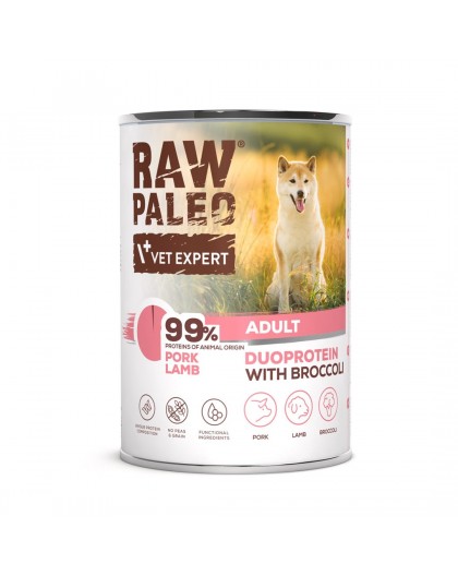 RAW PALEO Duoprotein Pork & Lamb Adult - wet dog food - 400g