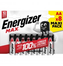 ENERGIZER BATTERIES ALKALINE MAX AA LR6, 8 PIECES, ECO PACKAGING
