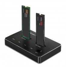 Qoltec M.2 SSD Docking Station | NVMe| SATA | USB-C | DUAL 2 x 2TB