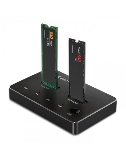 Qoltec M.2 SSD Docking Station | NVMe| SATA | USB-C | DUAL 2 x 2TB