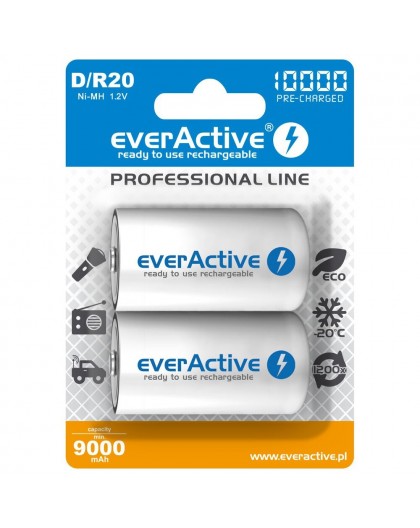 Rechargeable Batteries everActive R20/D Ni-MH 10000 mAh ready to use