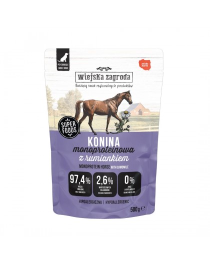 WIEJSKA ZAGRODA Monoprotein Horsemeat - wet dog food - 500g