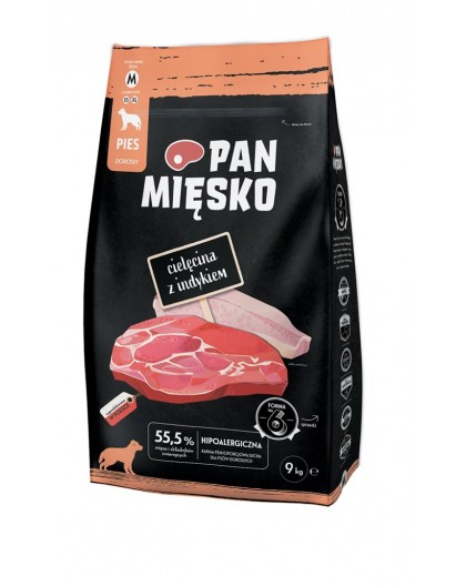 PAN MIĘSKO Veal with turkey M - dry dog food - 9kg