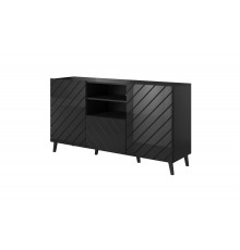 ABETO chest of drawers 150x42x82 gloss black/black