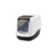 SAVIC Nestor White-Black - Covered Cat Litter Box - 56x39x38.5 cm - 1 pc