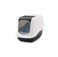 SAVIC Nestor White-Black - Covered Cat Litter Box - 56x39x38.5 cm - 1 pc