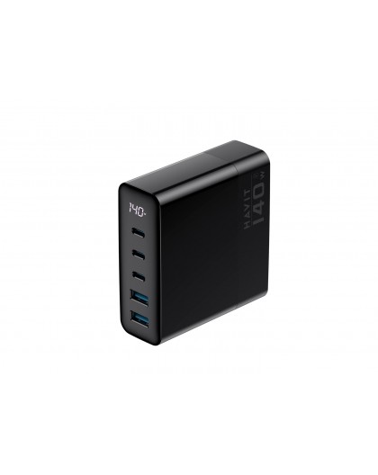 Havit UCLE004 EU - GaN five-port travel charger 140 W, black