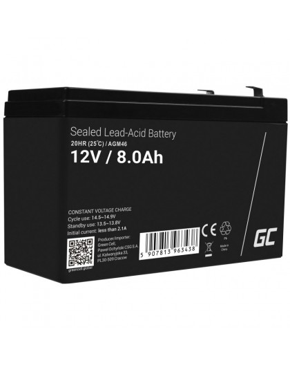 Green Cell AGM46 industrial rechargeable battery Sealed Lead Acid (VRLA) 8000 mAh 12 V