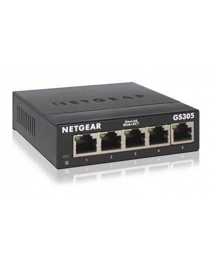 NETGEAR GS305 Unmanaged L2 Gigabit Ethernet (10/100/1000) Black