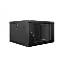Lanberg wall-mounted installation rack cabinet 19'' 6U 600x600mm black (glass door)