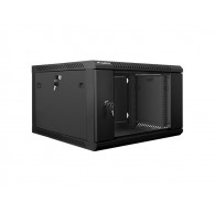 Lanberg wall-mounted installation rack cabinet 19'' 6U 600x600mm black (glass door)