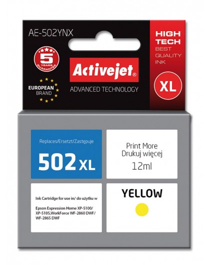 Activejet AE-502YNX ink (replacement for Epson 502XL W44010 Supreme 12 ml yellow)