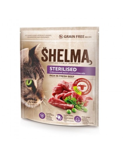 SHELMA Sterilised Beef - dry cat food - 1,4kg