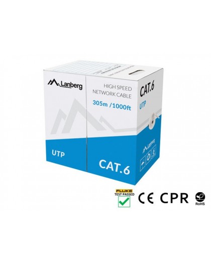 LANBERG CABLE UTP CAT.6 305M WIRE CU GRAY