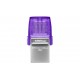 Kingston Technology DataTraveler microDuo 3C USB flash drive 64 GB USB Type-A / USB Type-C 3.2 Gen 1 (3.1 Gen 1) Purple, Stainle