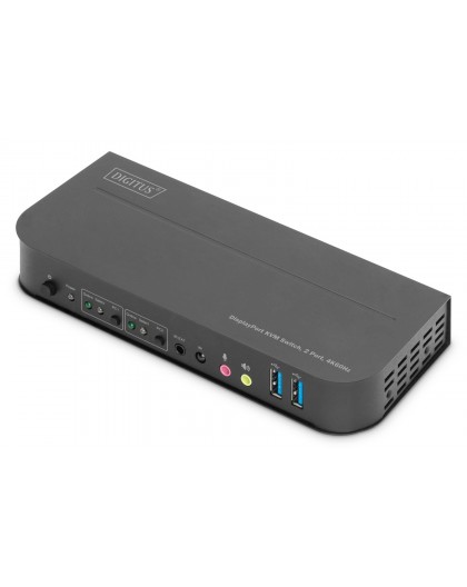 Digitus KVM Switch, 2-Port, 4K60Hz, 2 x DP in, 1 x DP/HDMI out