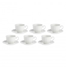 Set of 6 Ducale Saucer Tea Cups - White, 220 ml