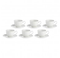 Set of 6 Ducale Saucer Tea Cups - White, 220 ml