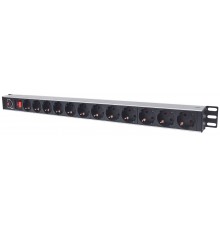 Intellinet Vertical Rackmount 12-Output Power Distribution Unit (PDU), EU CEE 7/3 Outlets, With On/Off Switch and Overload Prote