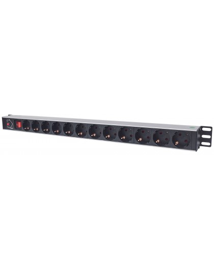 Intellinet Vertical Rackmount 12-Output Power Distribution Unit (PDU), EU CEE 7/3 Outlets, With On/Off Switch and Overload Prote