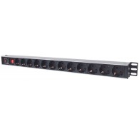Intellinet Vertical Rackmount 12-Output Power Distribution Unit (PDU), EU CEE 7/3 Outlets, With On/Off Switch and Overload Prote