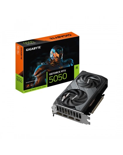 GIGABYTE GeForce RTX 5050 WINDFORCE OC 8G Graphics Card - 8GB GDDR6, 128bit, PCI-E 5.0, 2587MHz Core Clock, 2 x DP, 2 x HDMI, NV