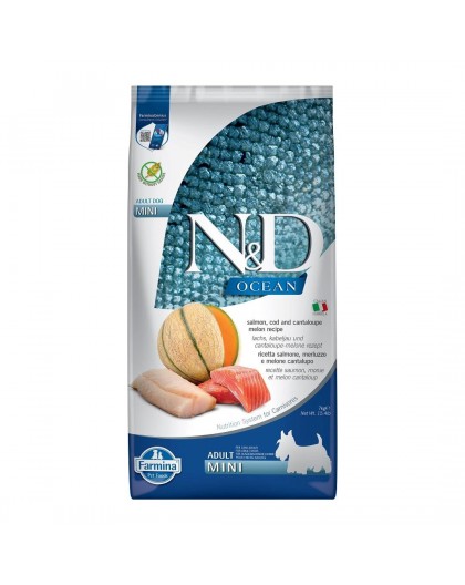 FARMINA N&D Ocean Dog Salmon, Cod, Cantaloupe, Melon Adult Mini - dry dog food - 7 kg