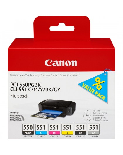 Canon PGI-550/CLI-551 PGBK/C/M/Y/BK/GY