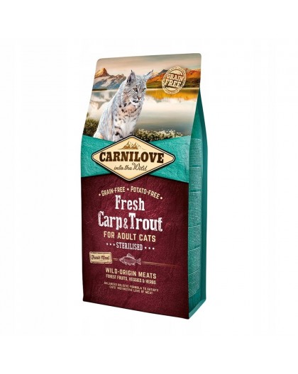 CARNILOVE Cat Sterilised Fresh Carp and Trout - dry cat food - 6 kg