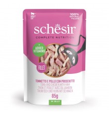SCHESIR in jelly Tuna and chicken with ham - wet cat food - 85 g